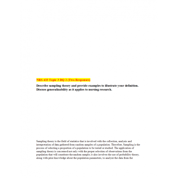 NRS 433V Week 3 DQ 2 (02 Responses)