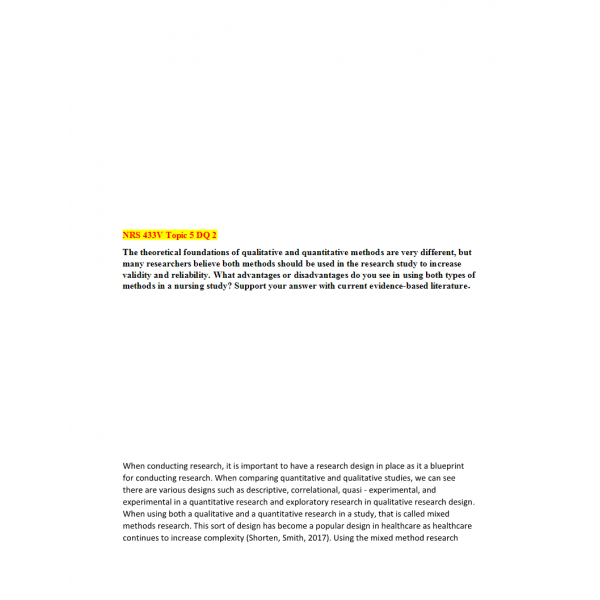 NRS 433V Week 5 DQ 1 (02 Responses)