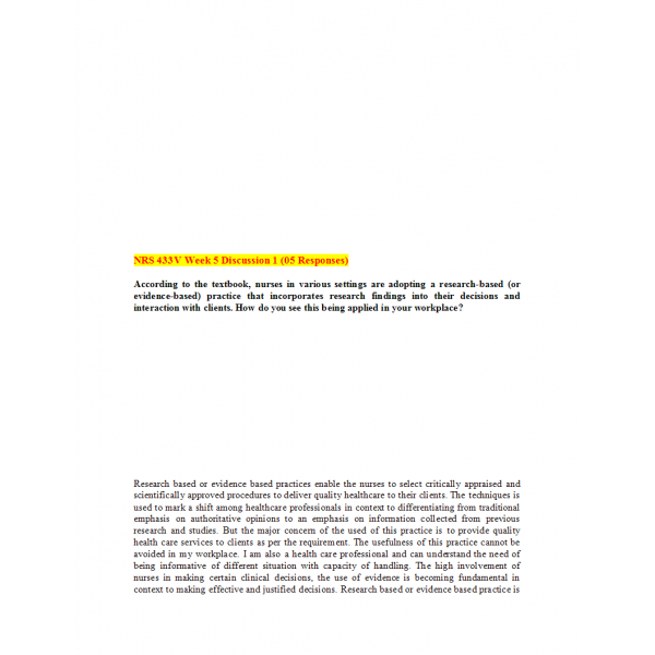 NRS 443V Week 5 DQ 2 (05- Responses) NRS 443V Week 5 DQ 2 (05- Responses)