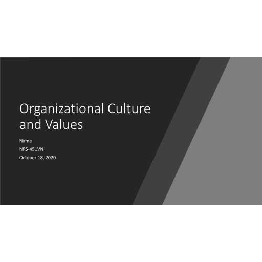 NRS 451VN Week 4 Assignment, Organizational Culture and Values 2