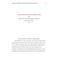 HCA 460 Topic 8 Assignment, Current and Future State of Health Care Legislation Analysis