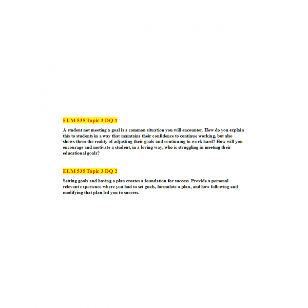 ELM 535 Topic 3 DQ 1 and 2 ELM 535 Topic 3 DQ 1 and 2