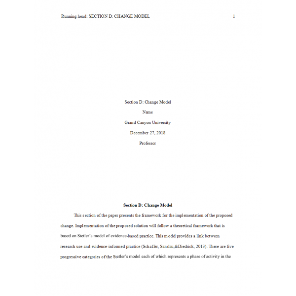 HCA 699 Topic 5 Section D Change Model HCA 699 Topic 5 Section D Change Model