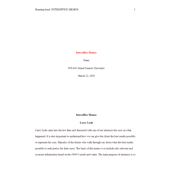 JUS 641 Topic 2 Assignment, Interoffice Memo
