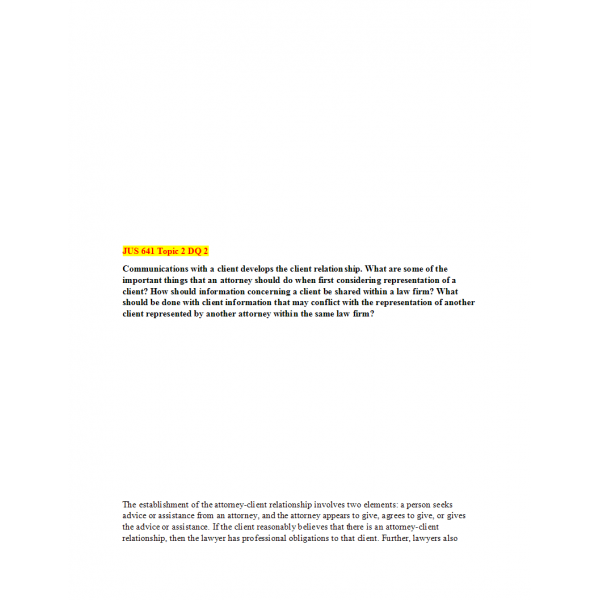 JUS 641 Topic 2 Discussion Question 2 JUS 641 Topic 2 Discussion Question 2