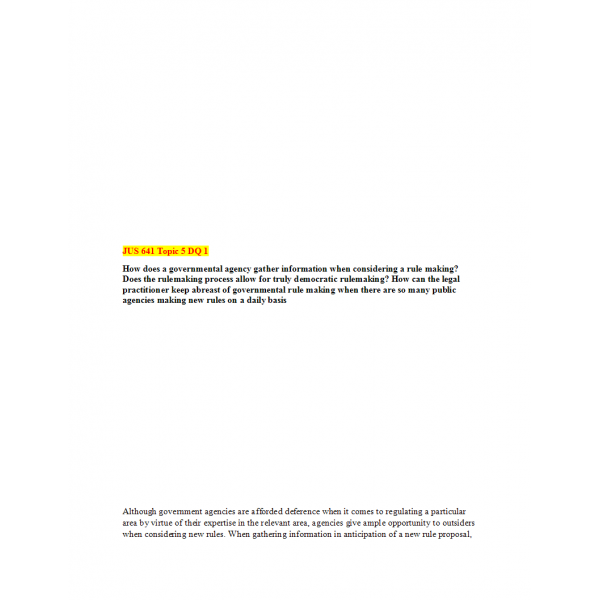 JUS 641 Topic 5 Discussion Question 1 JUS 641 Topic 5 Discussion Question 1