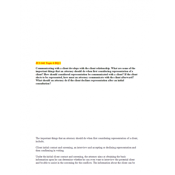 JUS 641 Topic 6 Discussion Question 1 JUS 641 Topic 6 Discussion Question 1