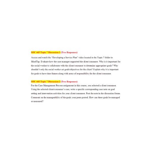 SOC 445 Week 7 Discussion 1 and 2 with Answers