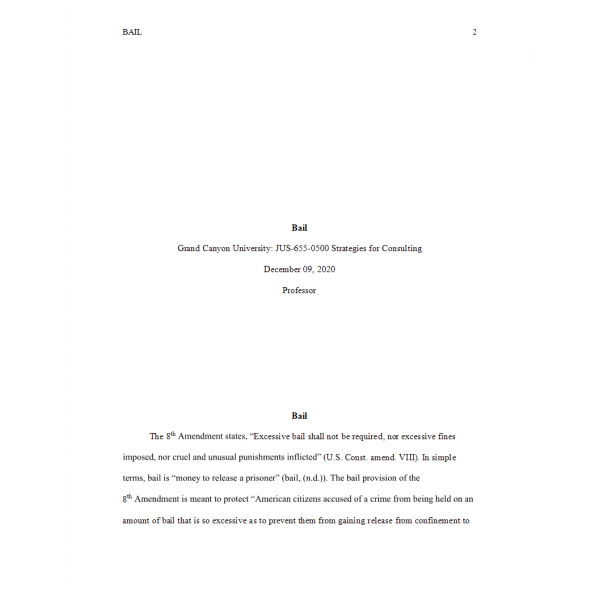 JUS 655 Topic 2 Assignment, Bail