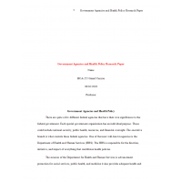 HCA 255 Topic 1 Assignment, Government Agencies and Health Policy Paper HCA 255 Topic 1 Assignment, Government Agencies and Health Policy Paper