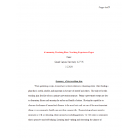 NRS 427VN Topic 5 Assignment, Community Teaching Plan -Teaching Experience Paper - Hand Washing