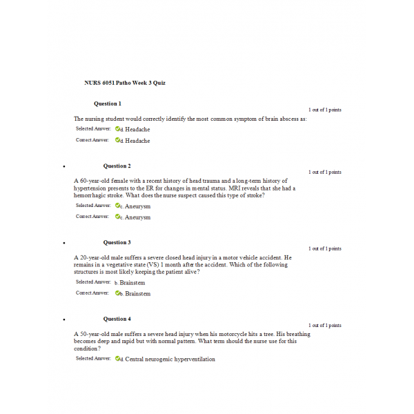 NURS 6051 Week 3 Quiz 2