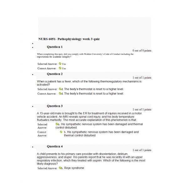NURS 6051 Week 3 Quiz 1