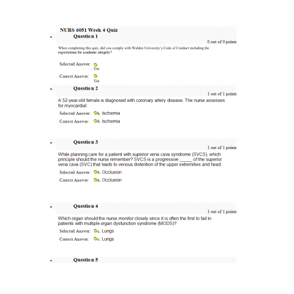 NURS 6051 Week 4 Quiz