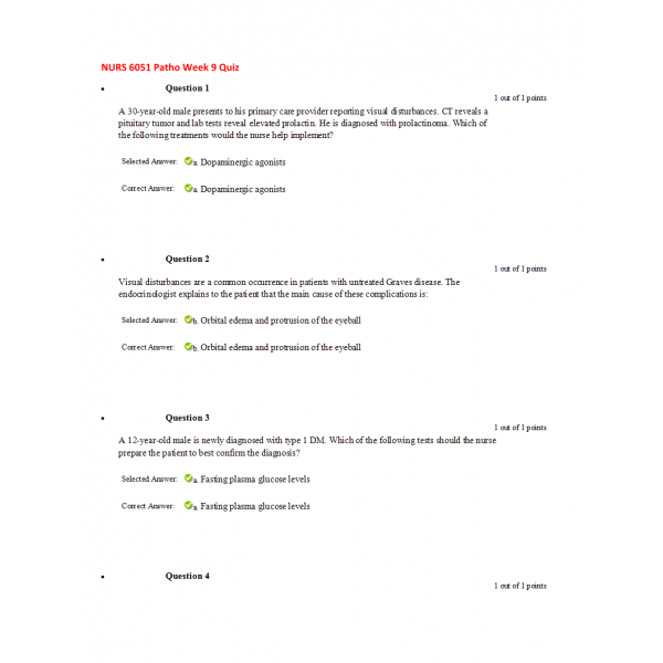 NURS 6051 Week 9 Quiz Patho
