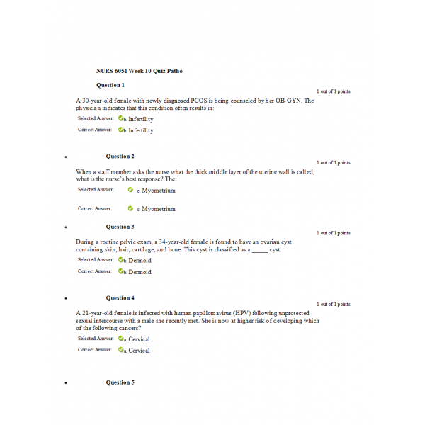 NURS 6051 Week 10 patho Quiz