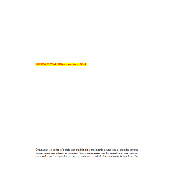 SOCW 6101 Week 5 Discussion, Social Work