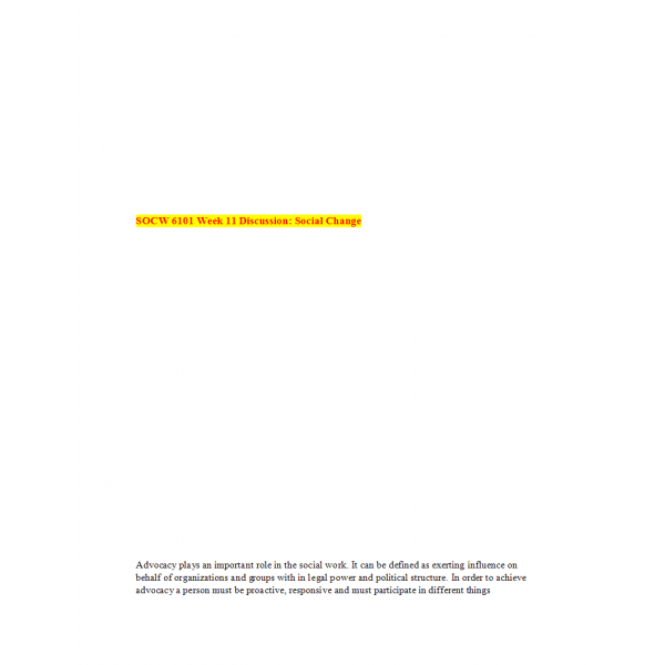 SOCW-6101 Week 11 Discussion, Social Change