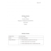 MGT 526 Week 1 Assignment, Selecting a Company (Coca-Cola) MGT 526 Week 1 Assignment, Selecting a Company (Coca-Cola)