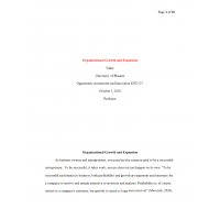 ENT 527 Week 6 Final Paper, Organizational Growth and Expansion 2