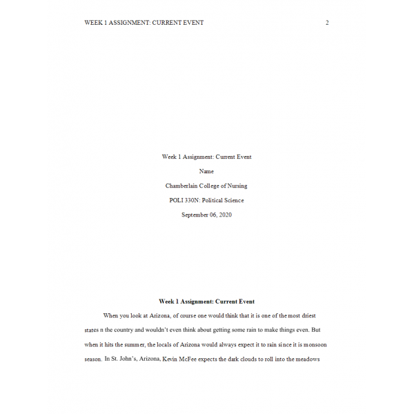 POLI 330N Week 1 Assignment, Current Event