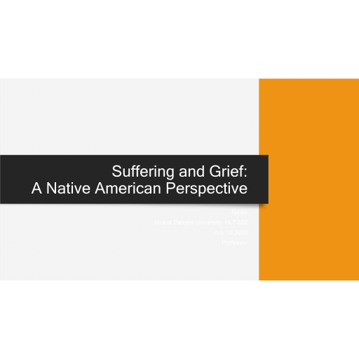 HLT 302 Week 6 Assignment, Suffering and Grief - A Native American Perspective