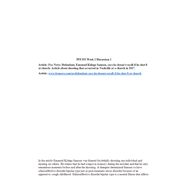 PSY 352 Week 1 Discussion 1, Hot Topic in Congnitive Psychology PSY 352 Week 1 Discussion 1, Hot Topic in Congnitive Psychology