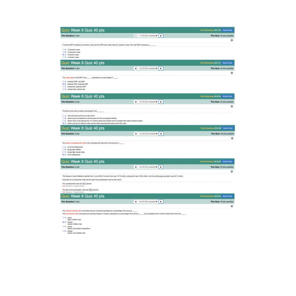 ECON 312 Week 6 Quiz with Answers ECON 312 Week 6 Quiz with Answers