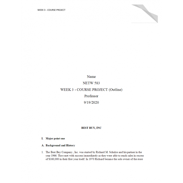 NETW 583 Week 3 Course Project Outline - Best Buy