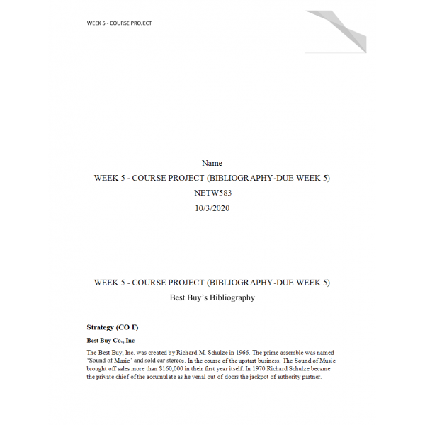 NETW 583 Week 5 Course Project Bibliography - Best Buy