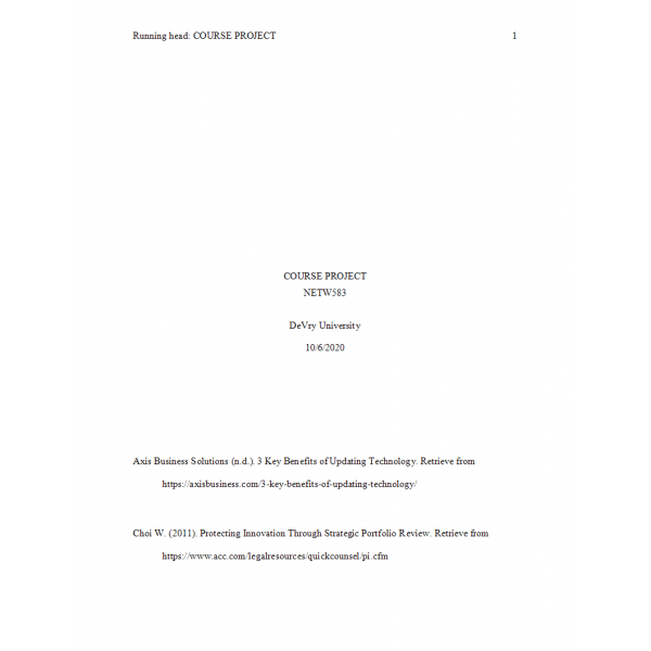 NETW 583 Week 5 Course Project Bibliography - Tech Foods