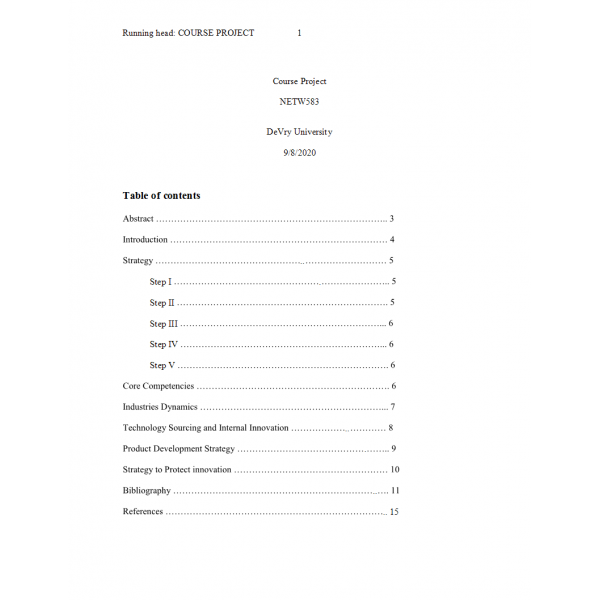 NETW 583 Week 7 Course Project - Strategy - Tech Food