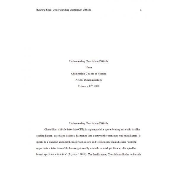 NR 283 Week 6 RUA, Understanding Clostridium Difficile
