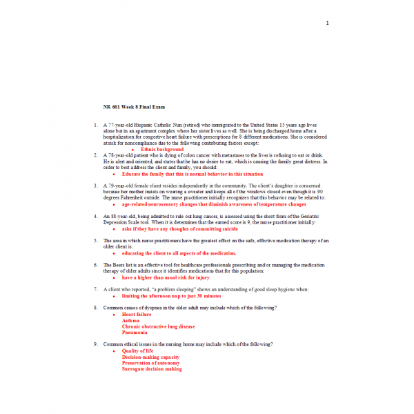 NR 601 Week 8 Final Exam 2 NR 601 Week 8 Final Exam 2