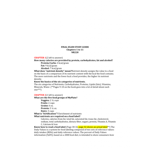 NR 228 Final Exam Study Guide Chapter 1 to 11