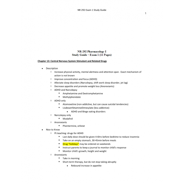 NR 292 Study Guide Exam 1 NR 292 Study Guide Exam 1