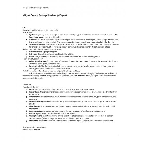 NR 302 Exam 2 Concept review