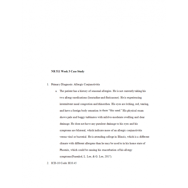 NR 511 Week 3 Case Study Discussion Part 2 NR 511 Week 3 Case Study Discussion Part 2