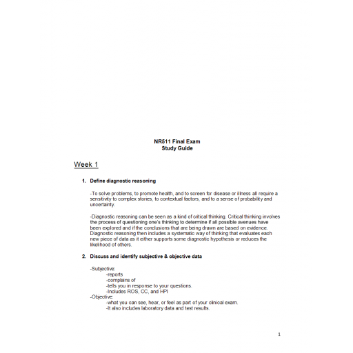 NR 511 Week 8 Final Exam Study Guide 3