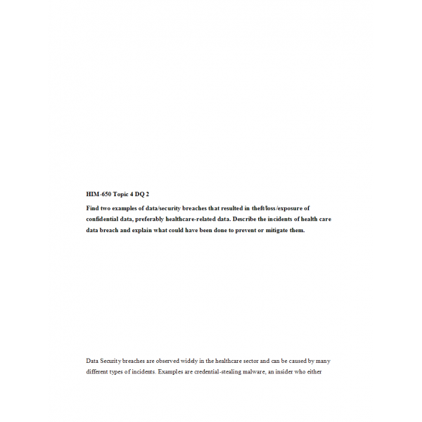 HIM 650 Topic 4 DQ 2 HIM 650 Topic 4 DQ 2