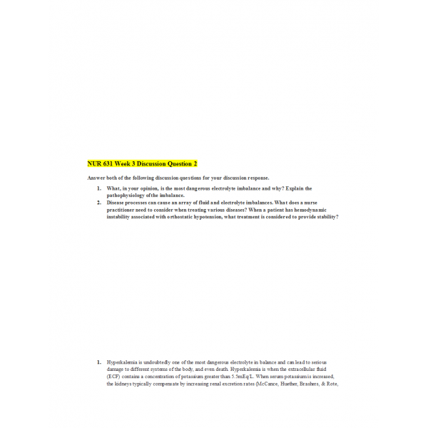 NUR 631 Week 3 Discussion Question 2 NUR 631 Week 3 Discussion Question 2