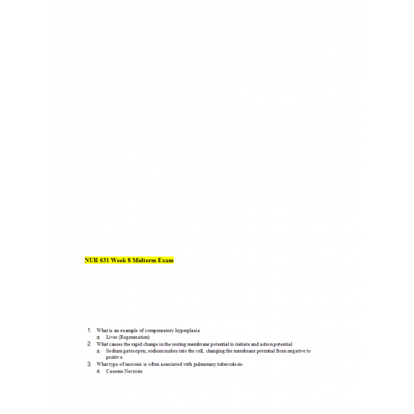 NUR 631 Week 8 Midterm Exam