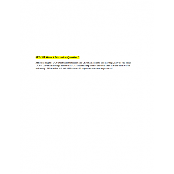 SPD 501 Week 4 Discussion Question 2 SPD 501 Week 4 Discussion Question 2