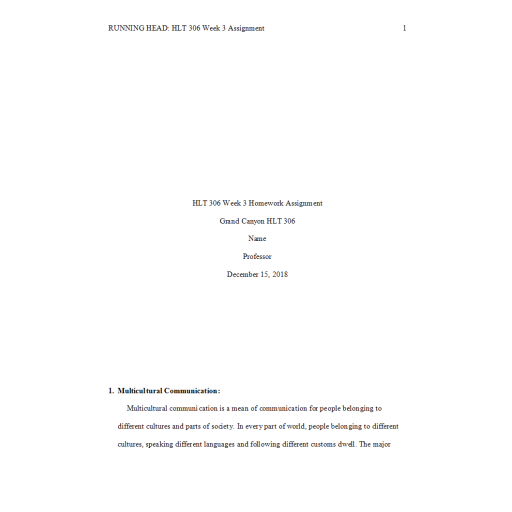 HLT 306 Week 3 Topic 3 Assignment, Homework