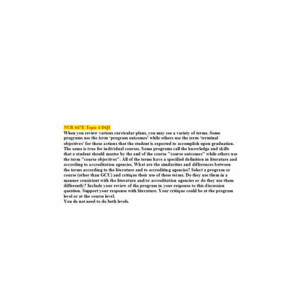 NUR 647E Topic 4 Discussion Question 1
