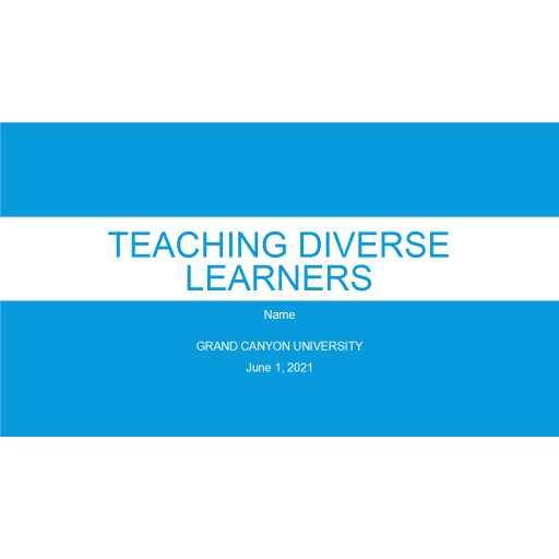 NUR 647E Week 8 Benchmark Assignment Benchmark, Diverse Learners Presentation