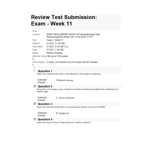 NRNP 6635 Final Exam with Answers