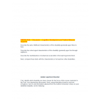 ESE 656 Week 1 Discussion 2, Cognitive Development and Positive Behavior Supports ESE 656 Week 1 Discussion 2, Cognitive Development and Positive Behavior Supports