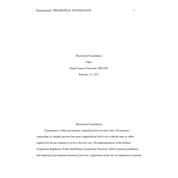 RES 861 Module 7 Theoretical Foundation (Transparency in Government Contracting)