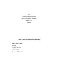 ABS 300 Week 5 Final Paper, Psychological Assessment Report